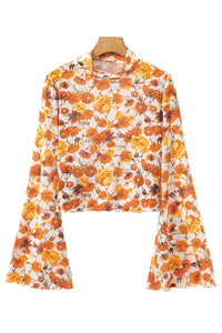 Orange Floral Mesh Boho Top