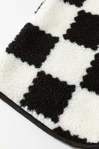 Black Checkered Sherpa Vest
