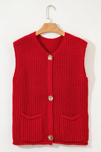 Knit Side Pockets Sweater Vest