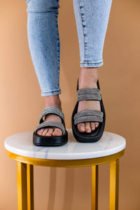 Denae Rhinestone Sandal in Black