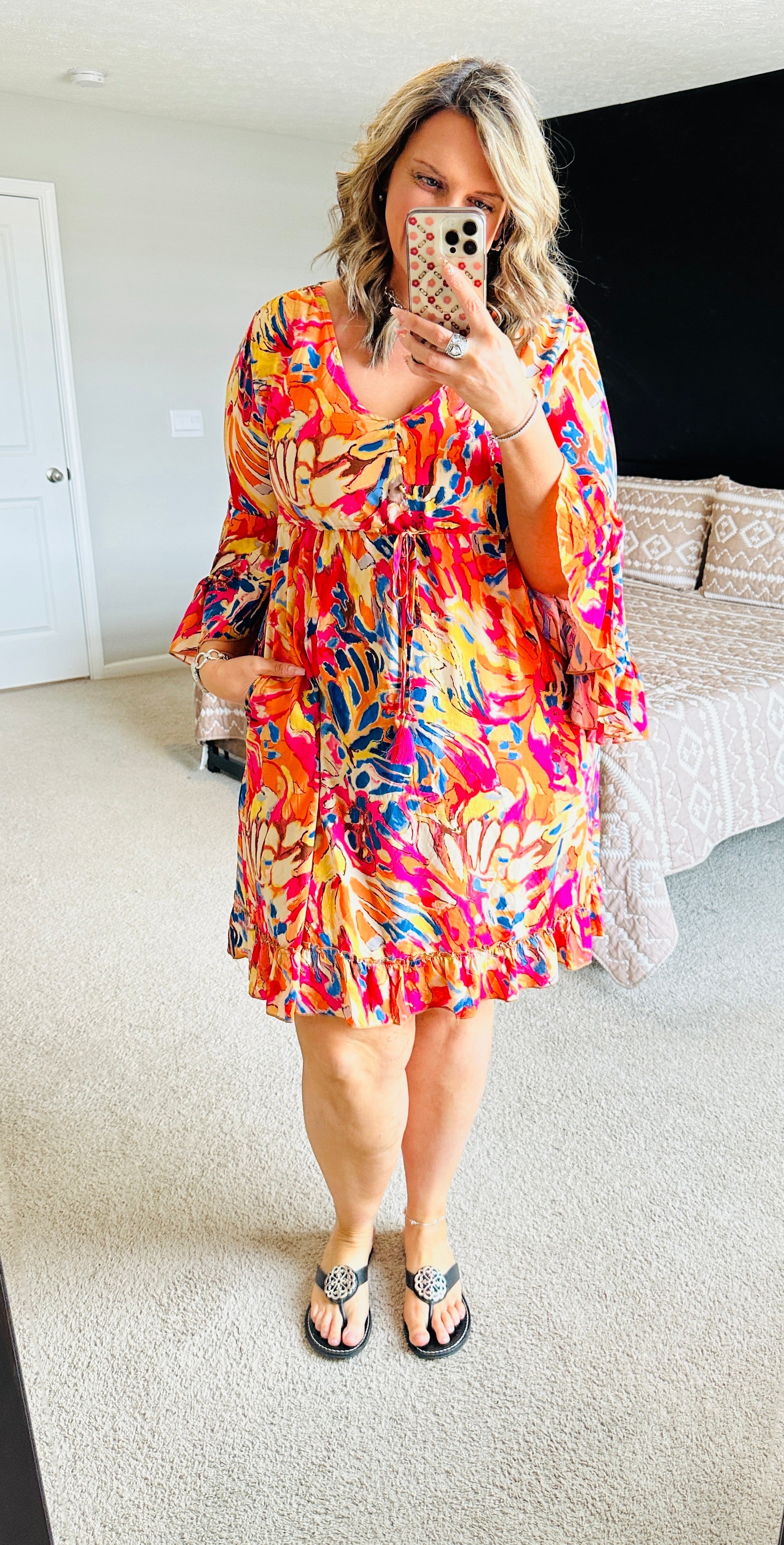 Fuchsia Tropical Pocket Dress