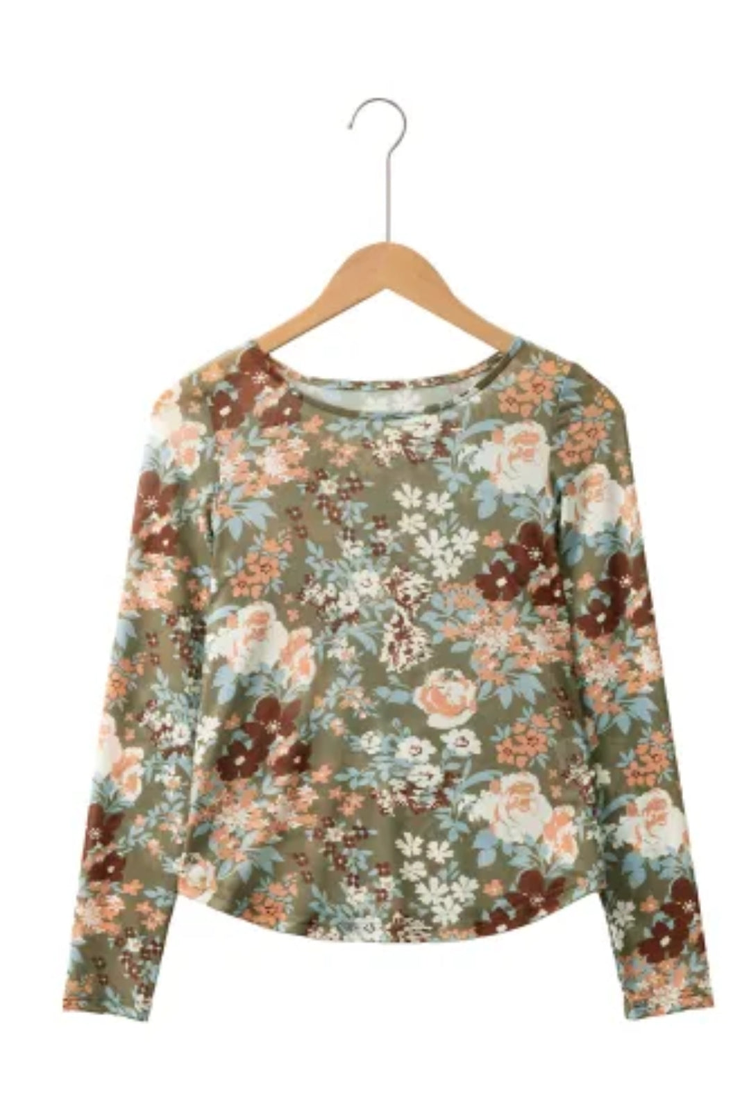 Floral Print Mesh Top