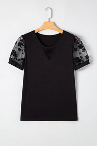 Black Floral Lace Tee