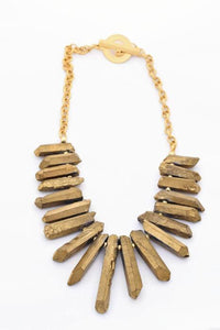 Claire Quartz Gold Bib Necklace